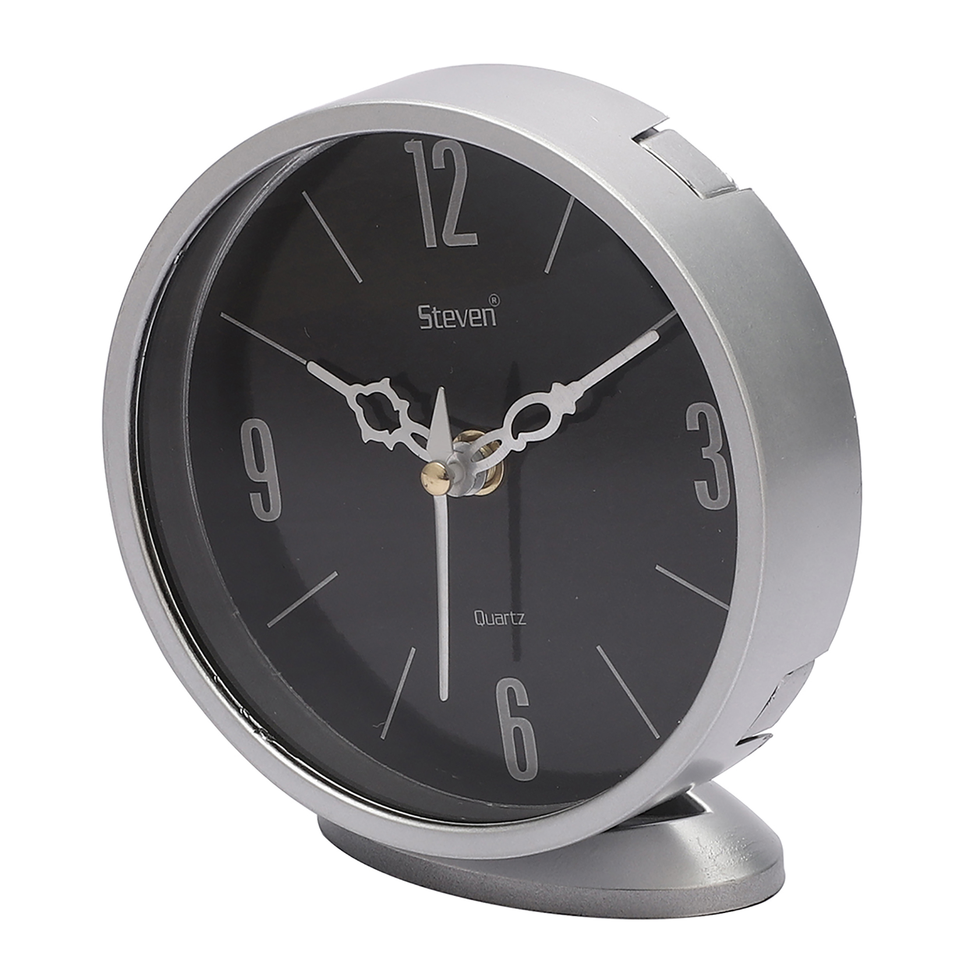 Silver Decorative Mini Stylish Table Clock for Desk & Bedside | Vintage Style Home Décor - Image 2