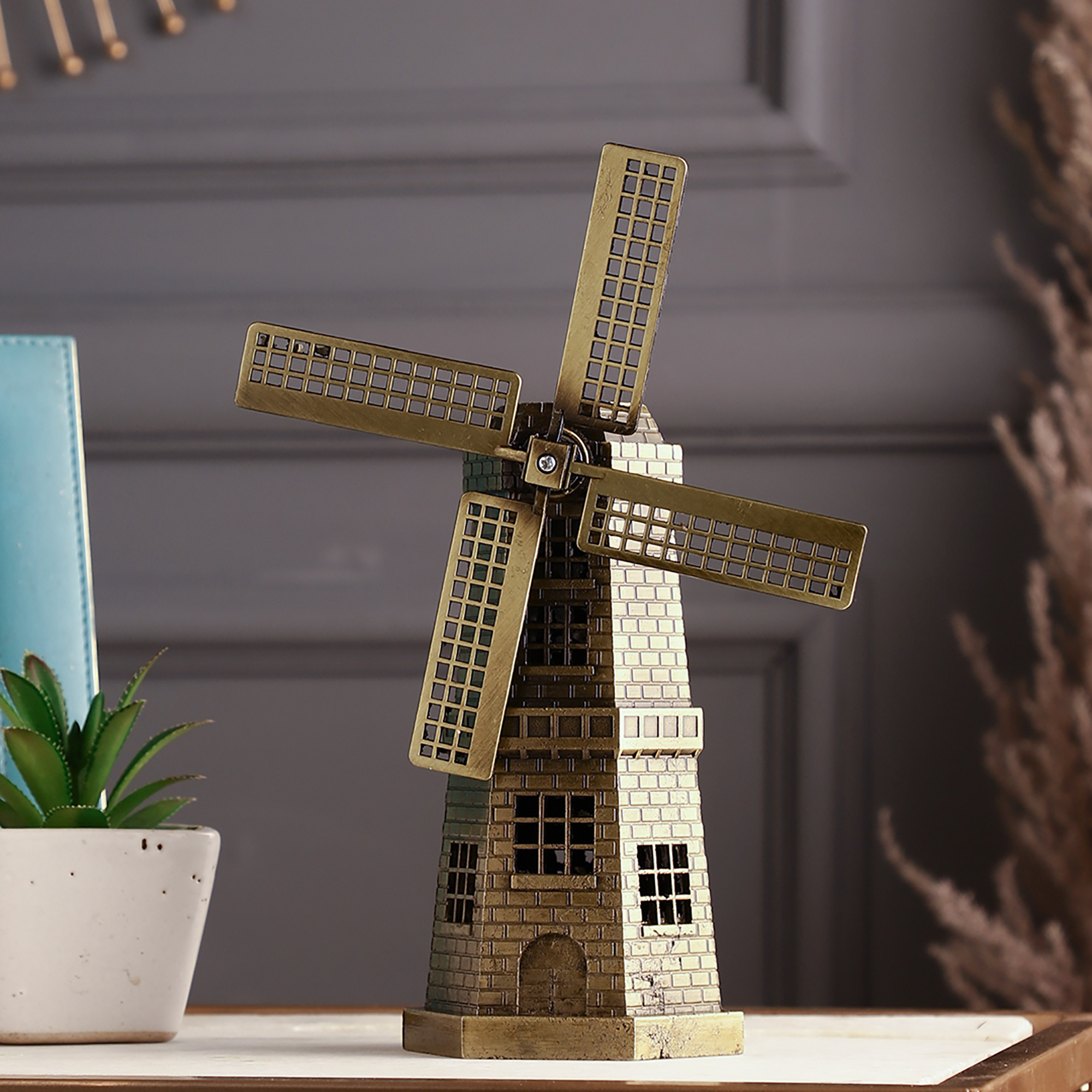 Wind Mill Miniature Monument Decorative Showpiece for Home & Office Décor | Collectible Souvenir Display Accent