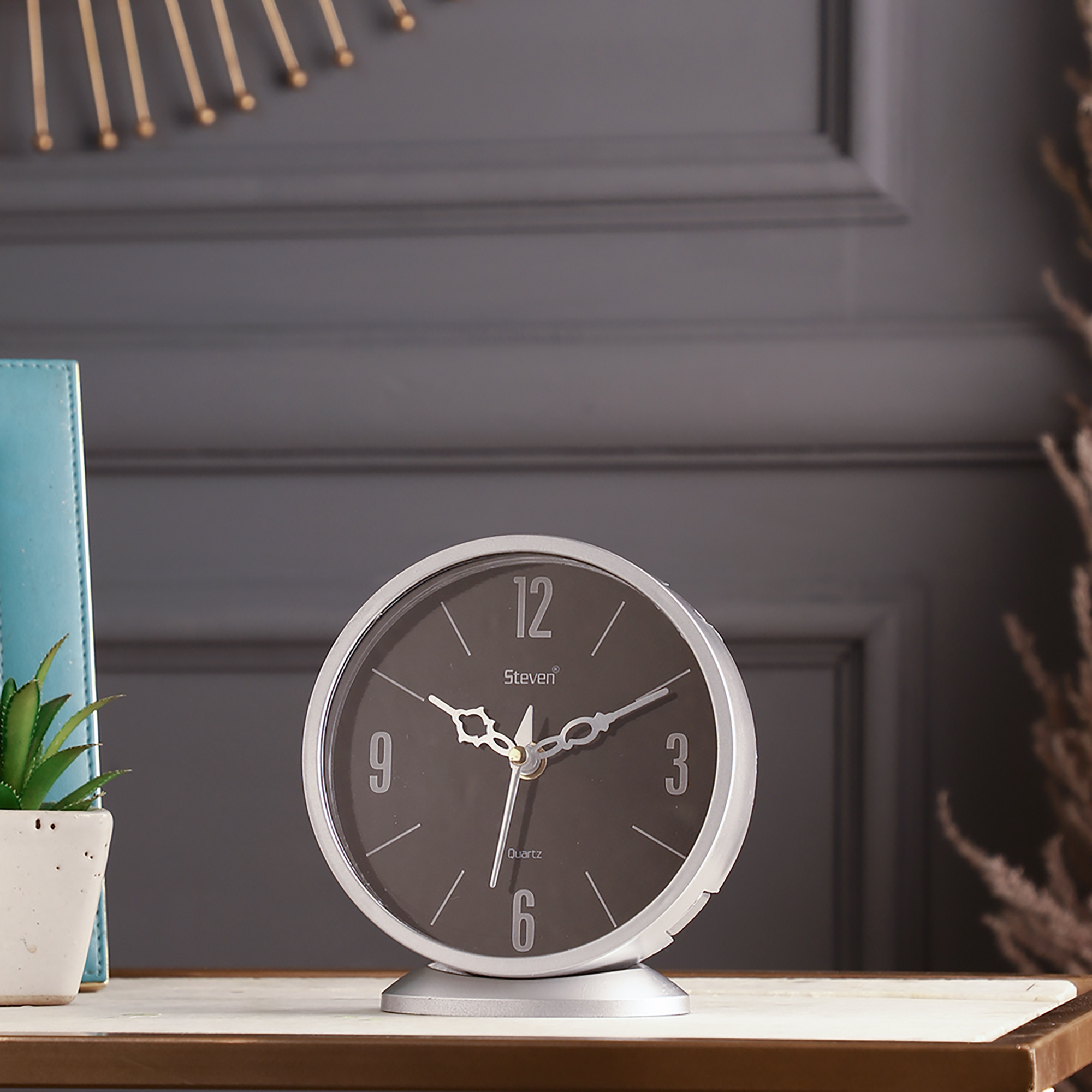 Silver Decorative Mini Stylish Table Clock for Desk & Bedside | Vintage Style Home Décor