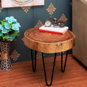 Decorative Log Wood Table for Bedside & Desk Lighting | Elegant Ambient for Home & Office Décor